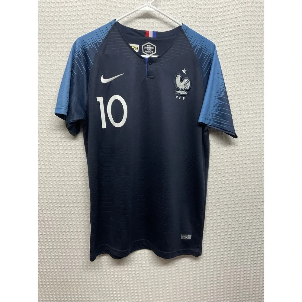 Reissue Kylian Mbappe #10 France Nike 2018 Football Shirt Soccer Jersey Men's XL